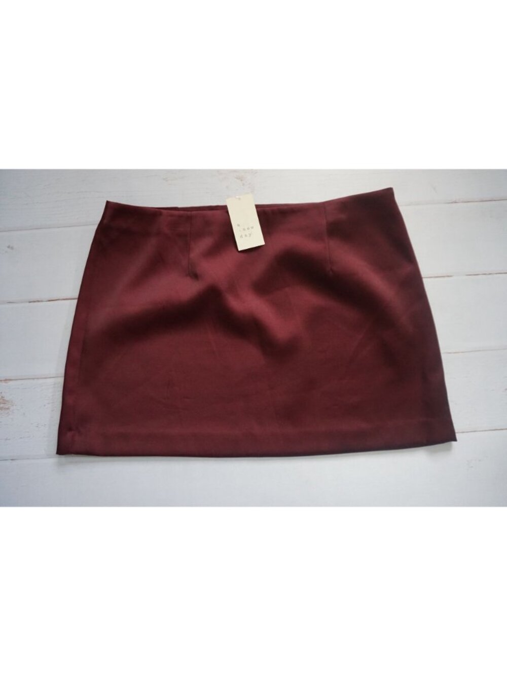 a New Day Women's Burgundy Mini Satin Party Skirt - Size 16, NWT - Picture 2 of 10